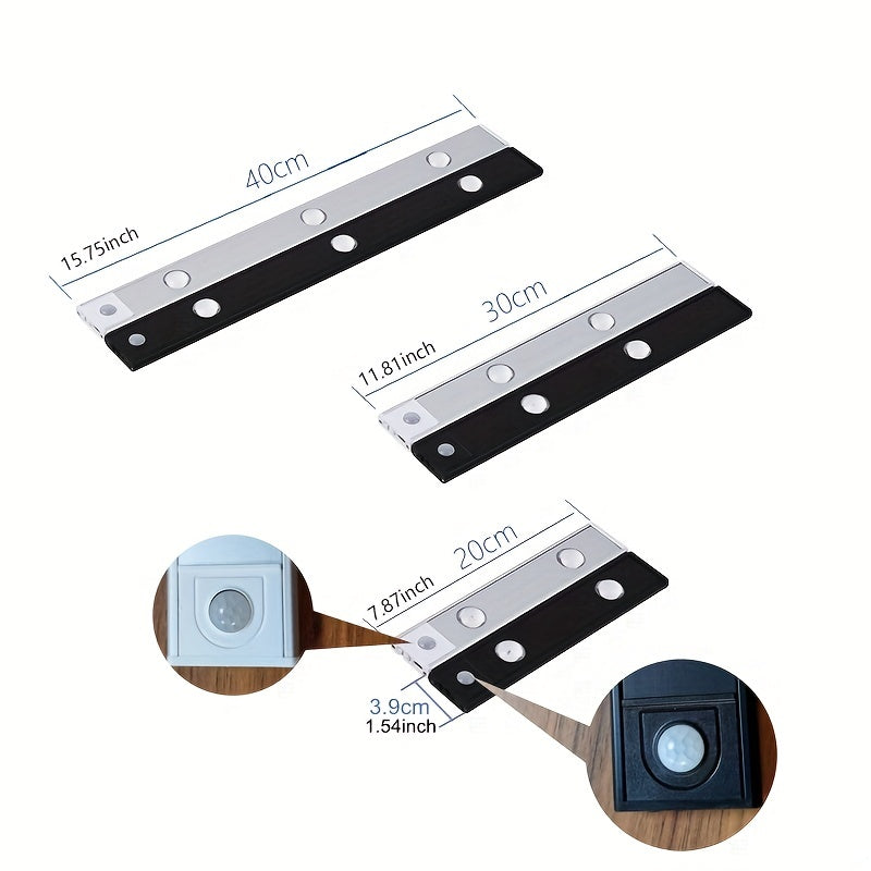 Ultra-thin LED motion sensor light with stepless dimming, 3 color modes, USB charging