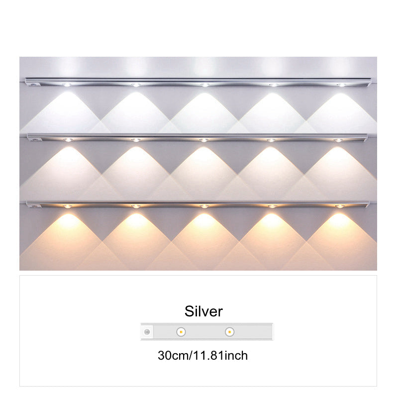 Ultra-thin LED motion sensor light with stepless dimming, 3 color modes, USB charging