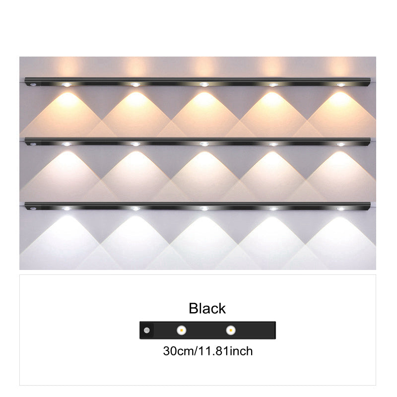 Ultra-thin LED motion sensor light with stepless dimming, 3 color modes, USB charging