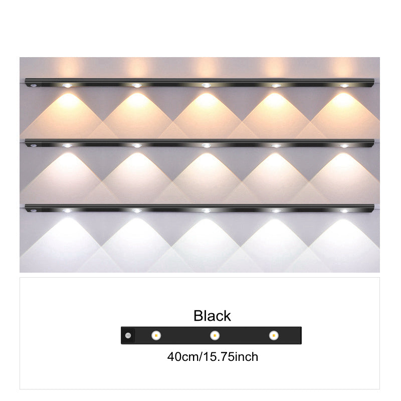 Ultra-thin LED motion sensor light with stepless dimming, 3 color modes, USB charging