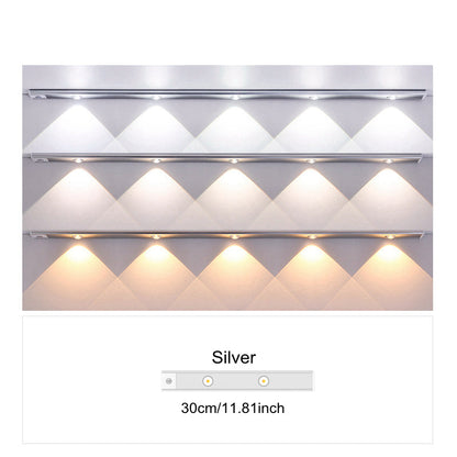 Ultra-thin LED motion sensor light with stepless dimming, 3 color modes, USB charging
