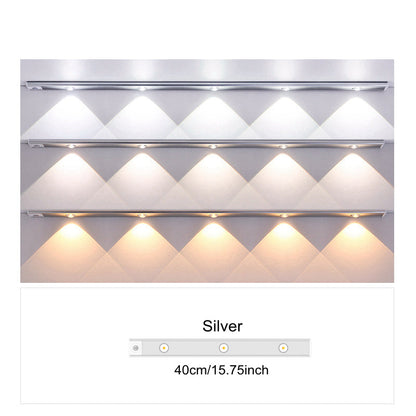 Ultra-thin LED motion sensor light with stepless dimming, 3 color modes, USB charging
