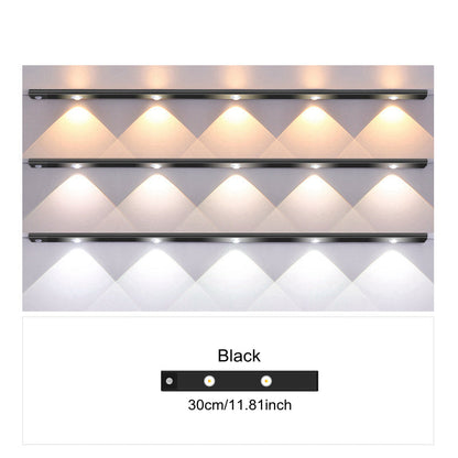 Ultra-thin LED motion sensor light with stepless dimming, 3 color modes, USB charging