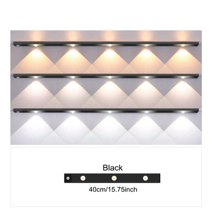 Ultra-thin LED motion sensor light with stepless dimming, 3 color modes, USB charging