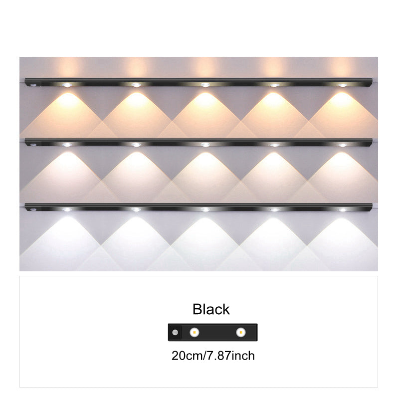 Ultra-thin LED motion sensor light with stepless dimming, 3 color modes, USB charging