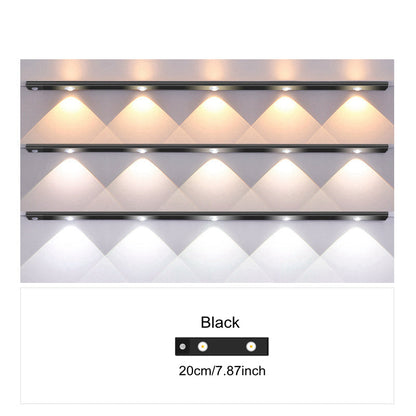 Ultra-thin LED motion sensor light with stepless dimming, 3 color modes, USB charging