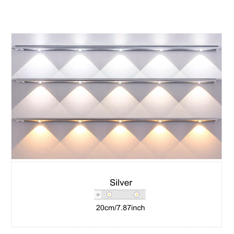 Ultra-thin LED motion sensor light with stepless dimming, 3 color modes, USB charging